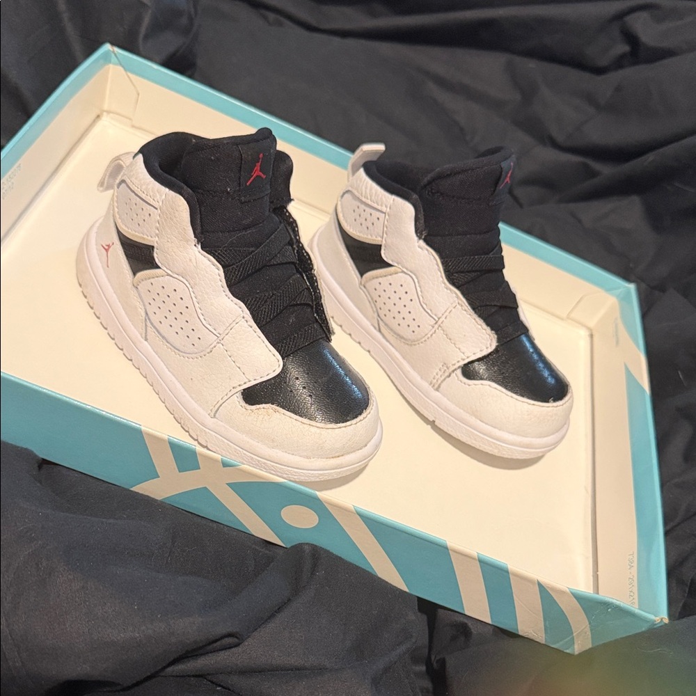 Jordan Kids Black, White & Red High-Top Sneakers